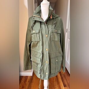 Market & Spruce Olive Green Hooded Anorak Cargo jacket. EUC. Size M